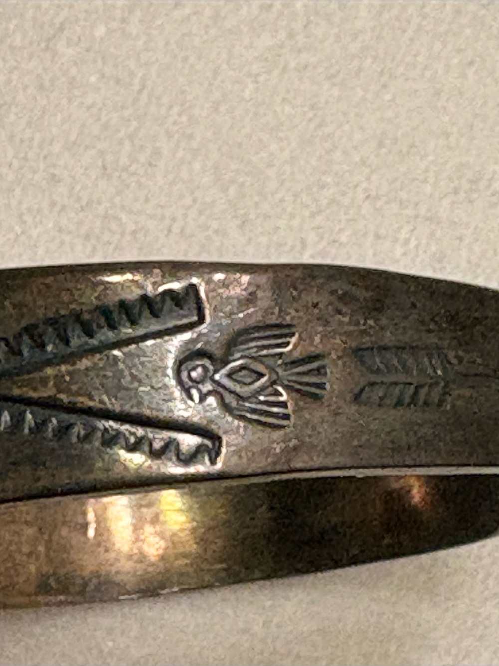 Vintage Southwestern Silver Tone Thunderbird Arrow Cuff Bracelet - Picture 9 of 15